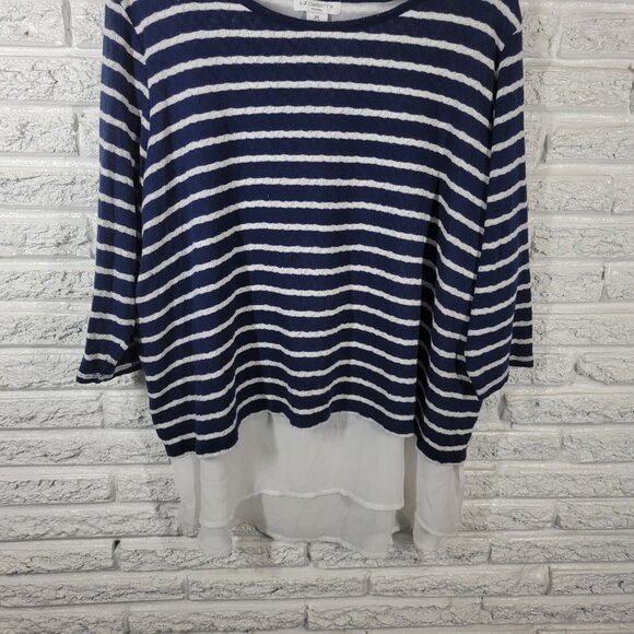 Liz Claiborne Womens Top 3X Plus Knit 3/4 Sleeve Lined Blue Stripe STR111E - Picture 4 of 7